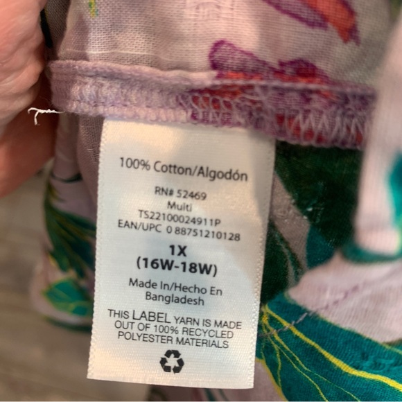 Terra & Sky Floral Tropical Print Square Neck Peasant Top - Picture 8 of 8